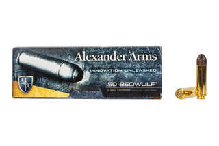 Alexander Arms 200gr Polycase ARX .50 Beowulf ammo includes 20 rounds per box.